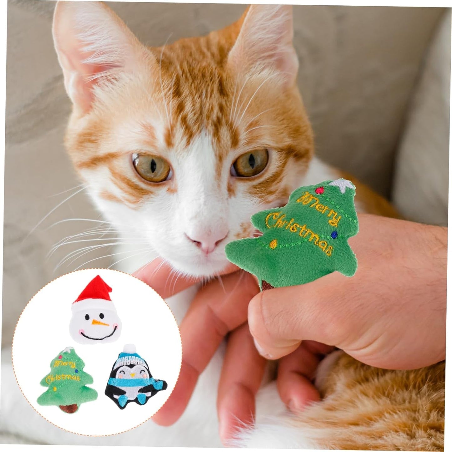 3Pcs Plush Puppy Christmas Toys Xmas Cat Toys Interactive Cat Toys Cat Scratcher Cat Biting Toy Cat Catnip Toys Pet Santa Toys Pet Toys Stuffed Toy Pet Supplies Chew Indoor Cat