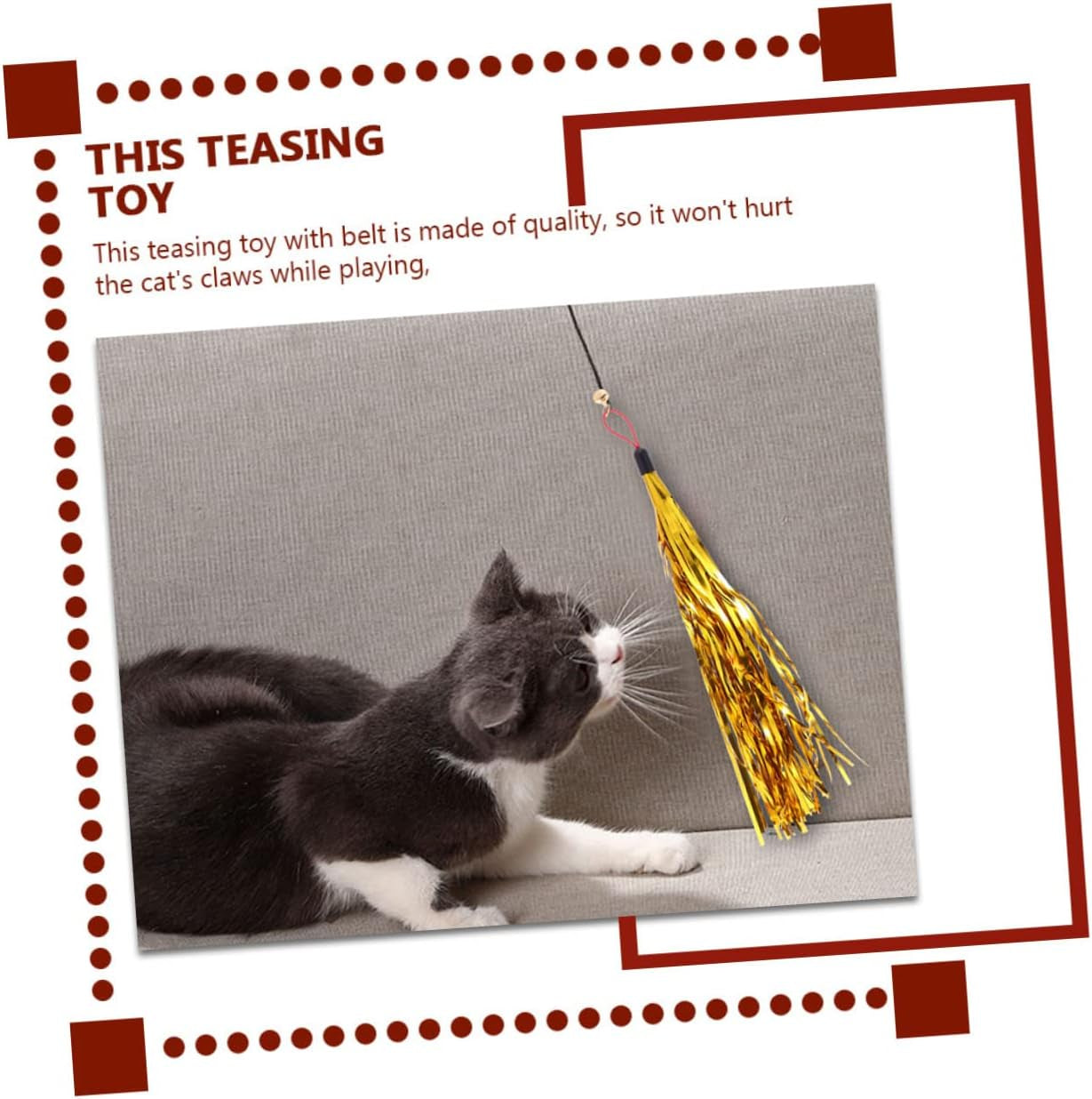 15Pcs Replacement Tinsel for Interactive Wand Replacements Lightweight Tissue Stick Cat Paper Bell Headband Toy with Funny Kitten Random Refills Foil Tassel