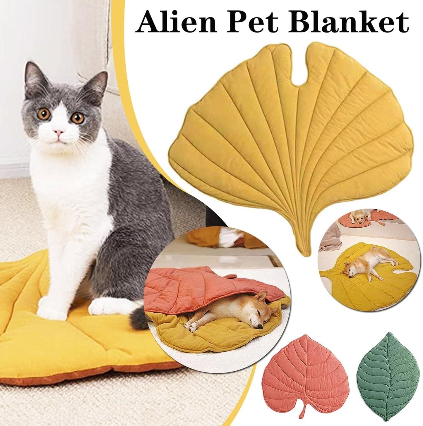 3D Leaves Shaped Pet Blanket Cushion Plush Blankets for Dog Bed and Cat Bed Couch Sofa Leaves Shaped Pet House Kennel Warm and Soft, Plush Blankets