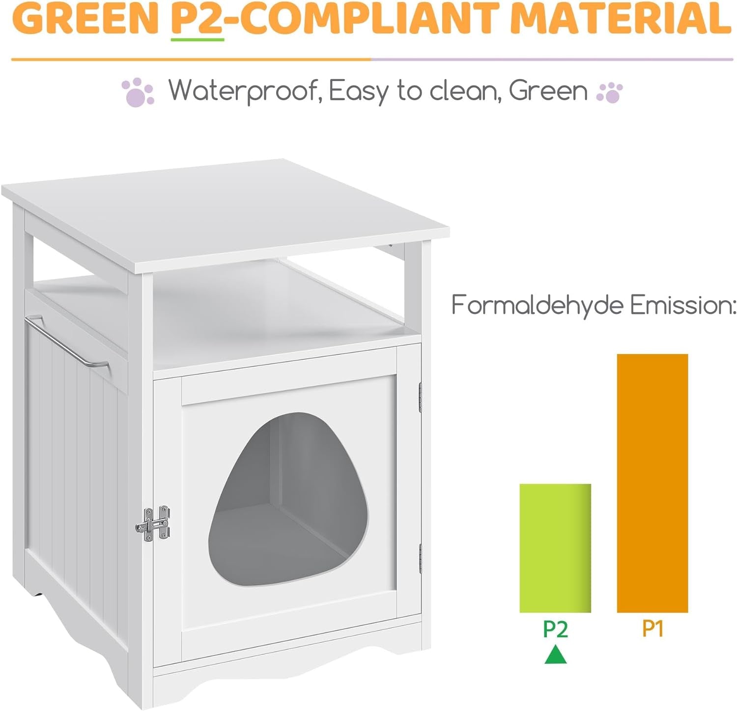 Yaheetech Cat Litter Box Enclosure, Hidden Litter Box Furniture with Open Shelf, Indoor Cat Washroom, Storage Cabinet Pet Crate, Side End Table, Wooden Pet House White