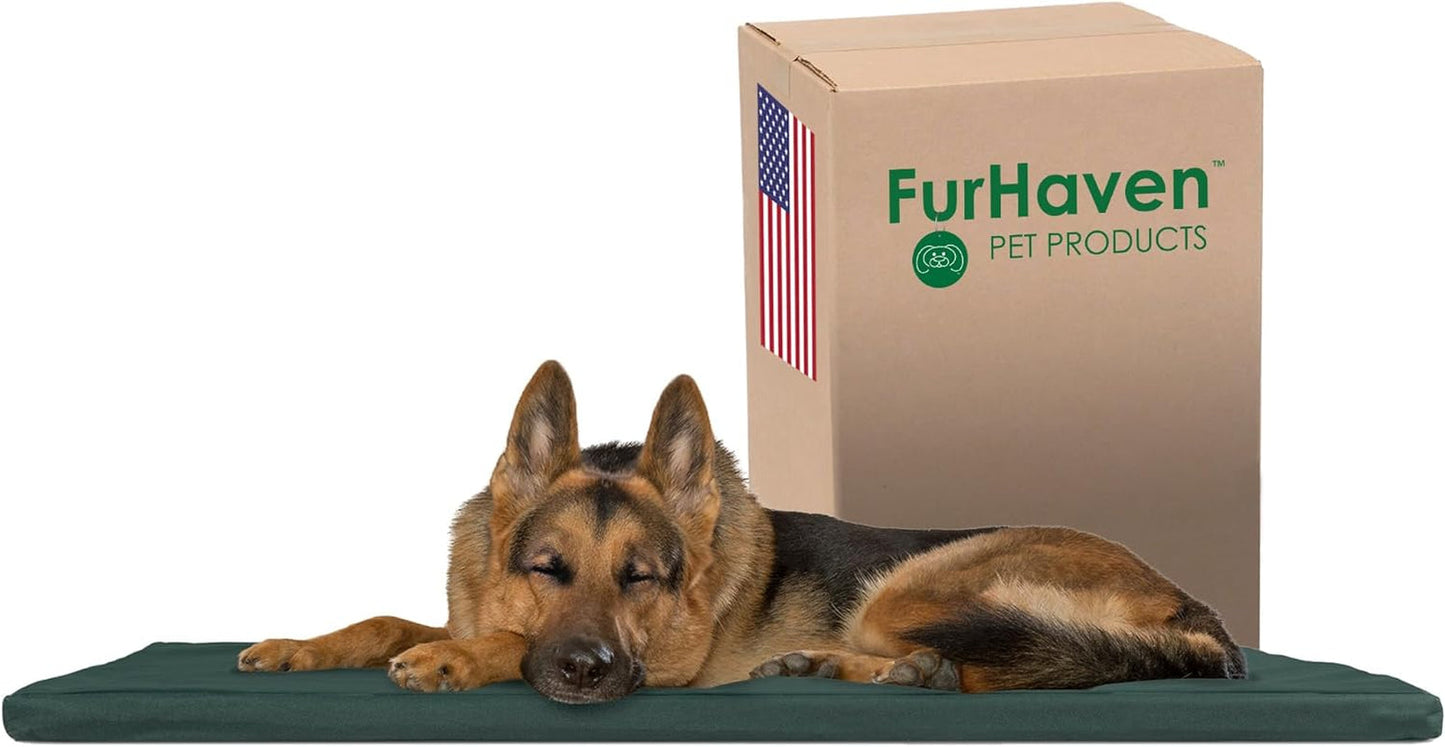 Furhaven Water-Resistant Dog Bed for Extra Small Dogs W/ Removable Washable Cover, Perfect for Crates & Kennels, for Dogs up to 12 Lbs - Two-Tone Reversible Crate Pad - Green/Gray, Extra Small