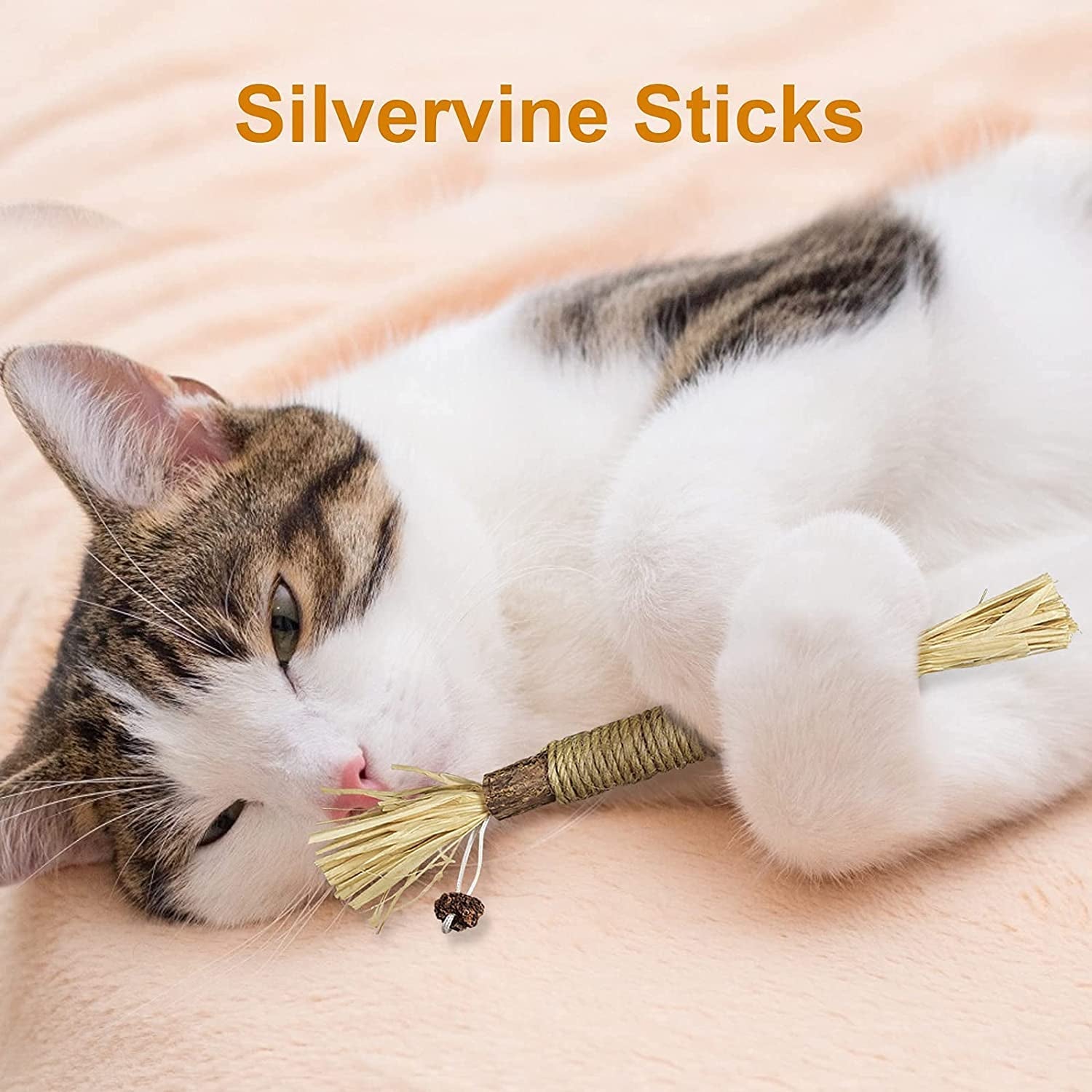 3 Pack Silvervine Sticks Cat Toys for Indoor Cats Interactive Silvervine for Cats Catnip Toys for Indoor Cats Chew Toy for Cat Teeth Cleaning Kitten Teething