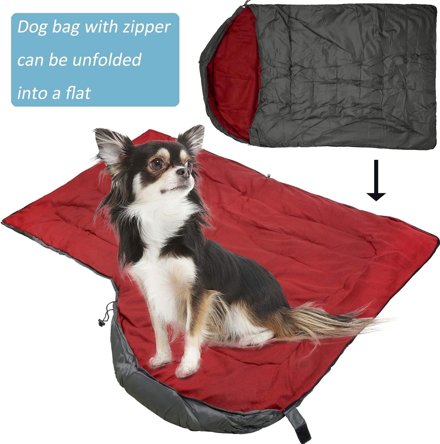 JSHANMEI Dog Sleeping Bag Camping Dog Bed - Large Portable Dog Bed with Storage Bag, Waterproof Warm Travel Dog Bed Pet Mat for Camping Hiking Backpacking Indoor Outdoor