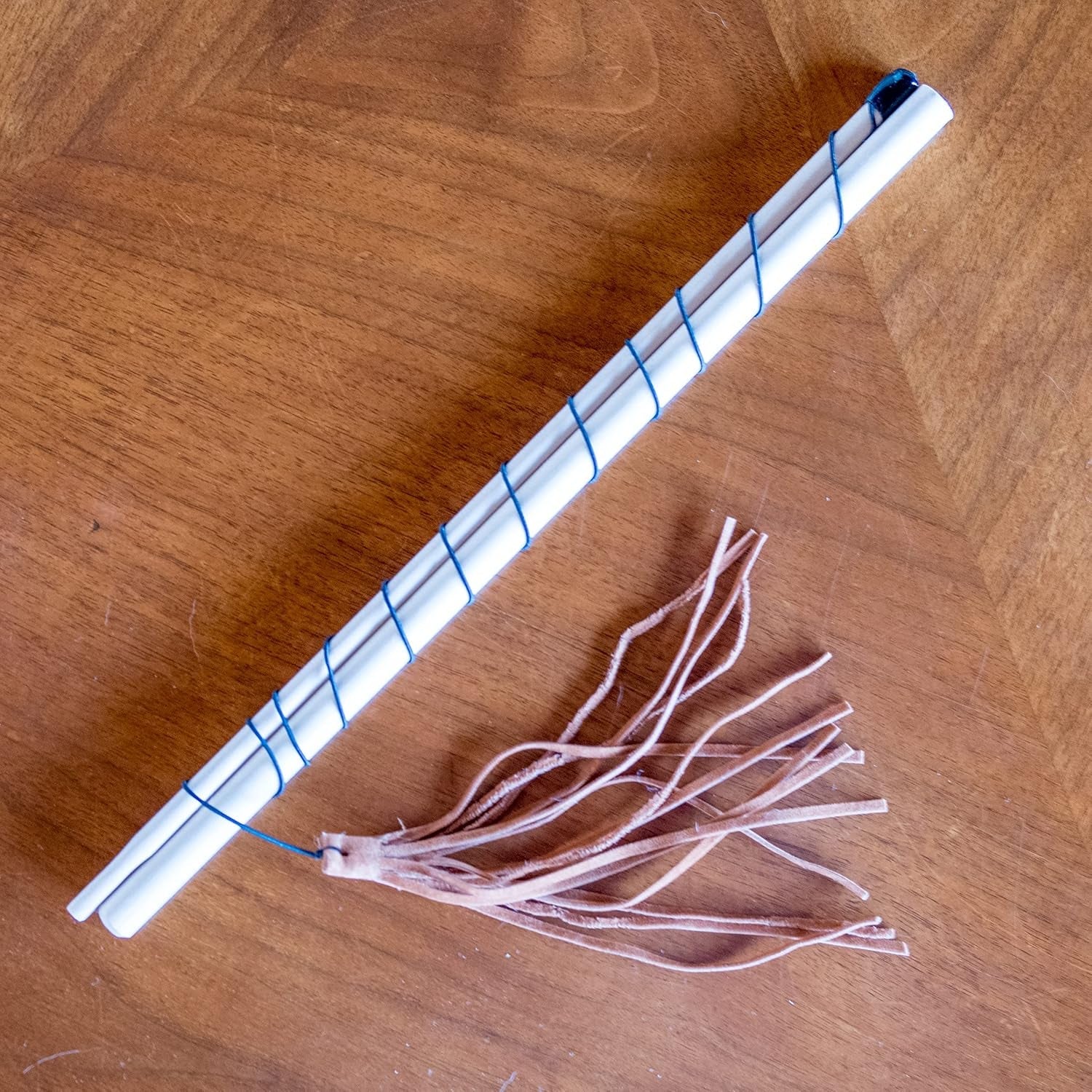 Kitty Kraken | Suede Brown Leather | Natural Birch Wood Rod | Great Teaser and Exerciser for Smaller Cats and Kitten | Interactive Soft | Handcrafted in the USA | 1-Pack