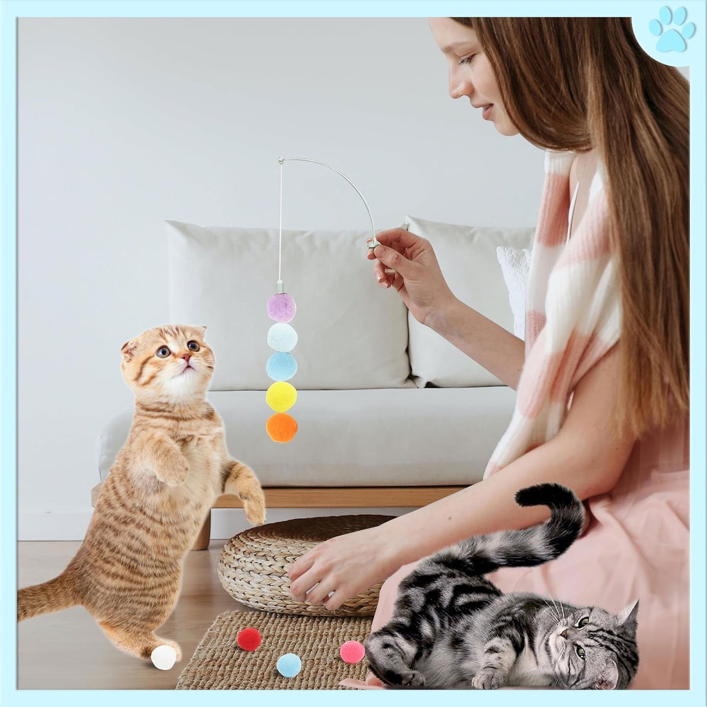 24 Pcs Colorful Pet Balls, Soft Plush Balls, Indoor Toy for Cat, Interactive Cat Toy.