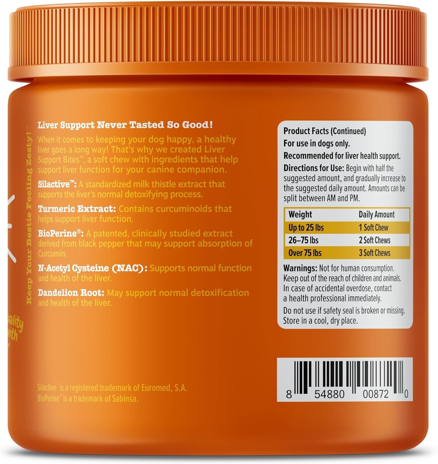 Zesty Paws Liver Support Supplement for Dogs - with Milk Thistle Extract, Turmeric Curcumin, Choline - Soft Chew Formula - for Dog Liver Function