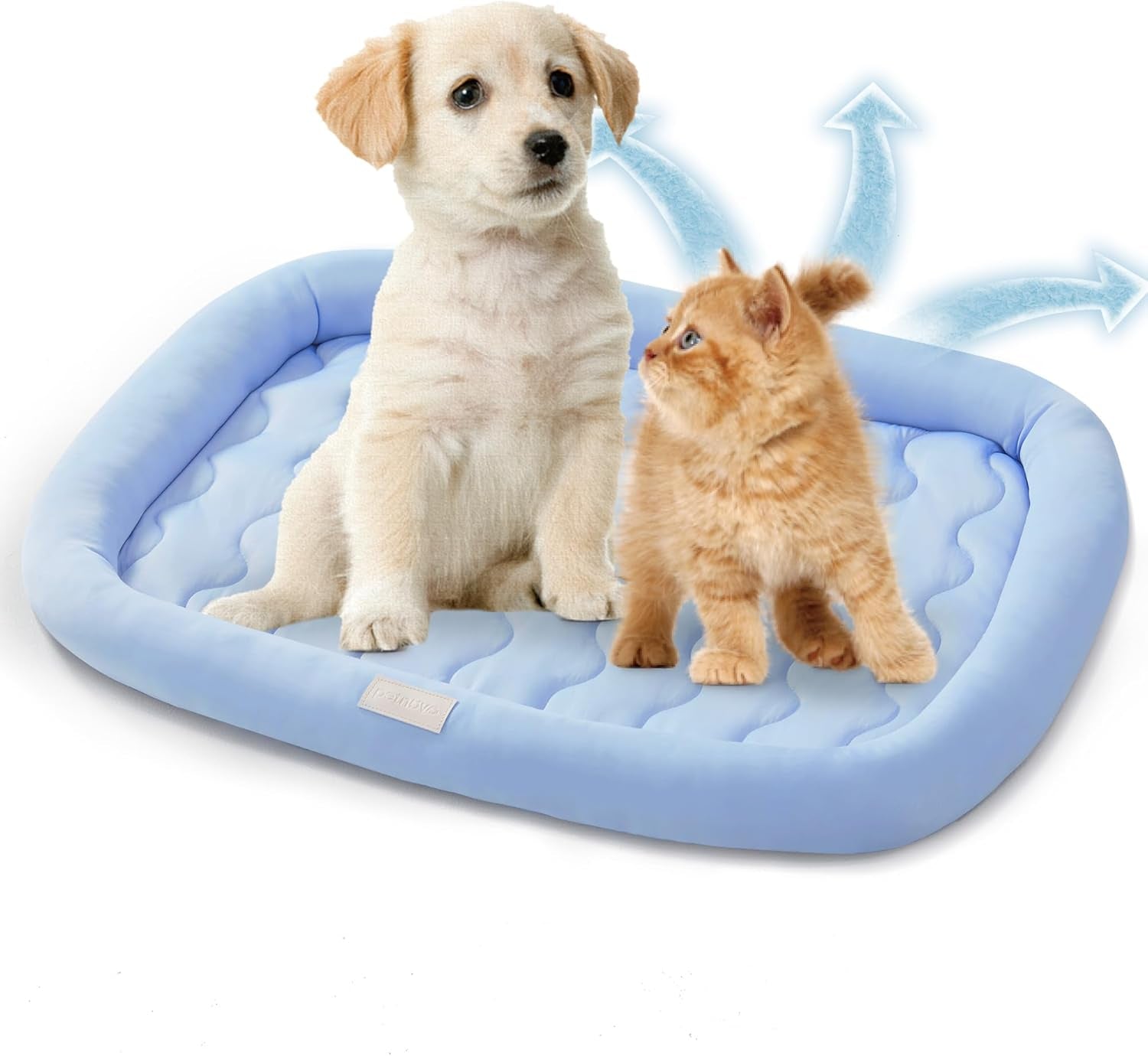 Cooling Mat for Dogs, Medium Size Pet Cooling Pad for Crate, Non-Slip Washable Soft Material Safe Pet Bed for Puppy, Cooling Bed Mats for Dogs and Cats Blue 29"X21"