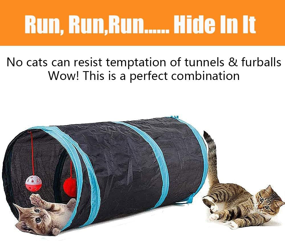 21 Pcs Cat Toys for Indoor Cats Collapsible Cat Tunnel Interactive Feather Teaser Wand Ball Toy for Kitten Cats