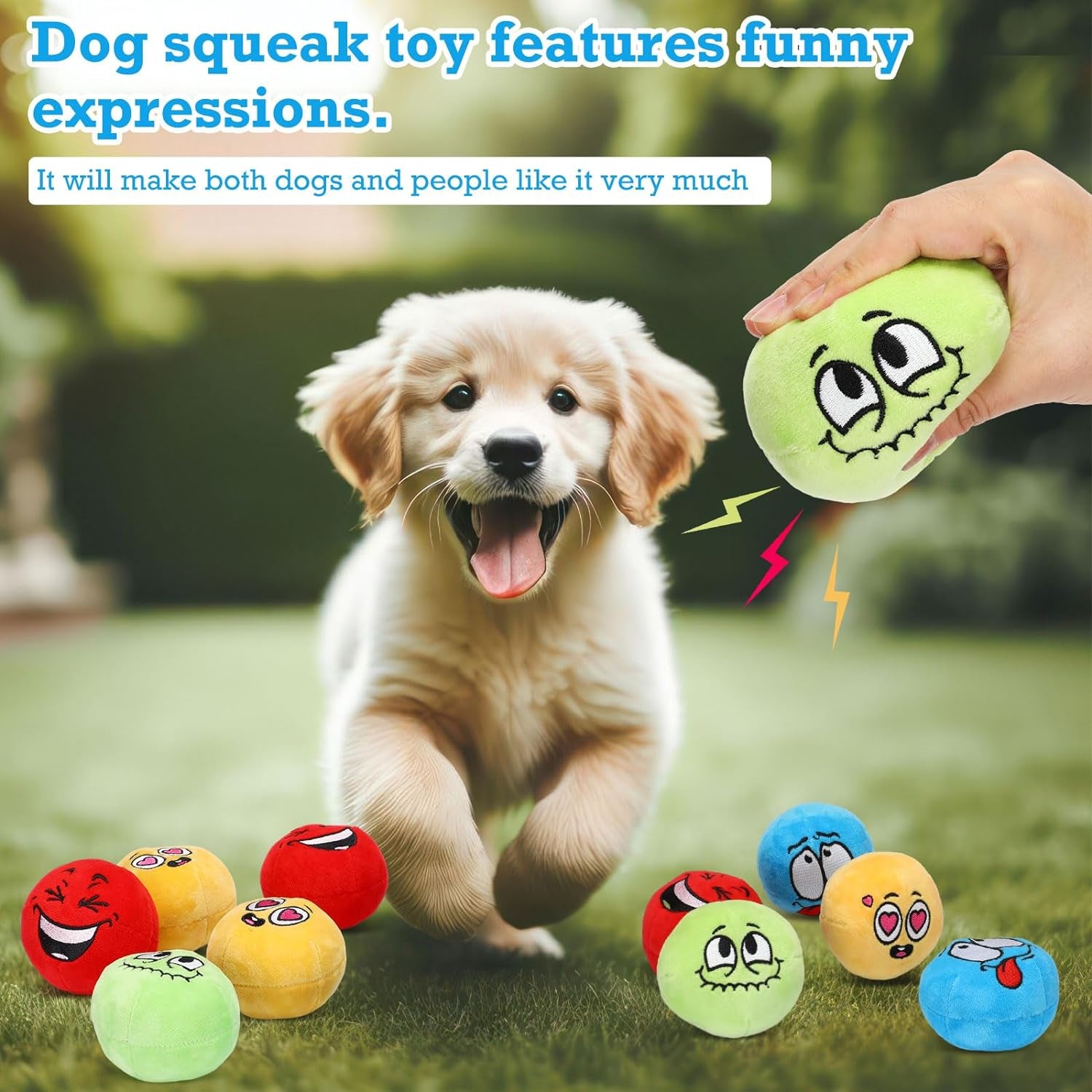 20 Pcs 3.15'' Soft Squeaky Dog Toys Bulk, Smile Face Dog Squeaky Toys, Squeaky Dog Balls for Small Medium Pets Dogs Puppies Training Interactive Fetch Play