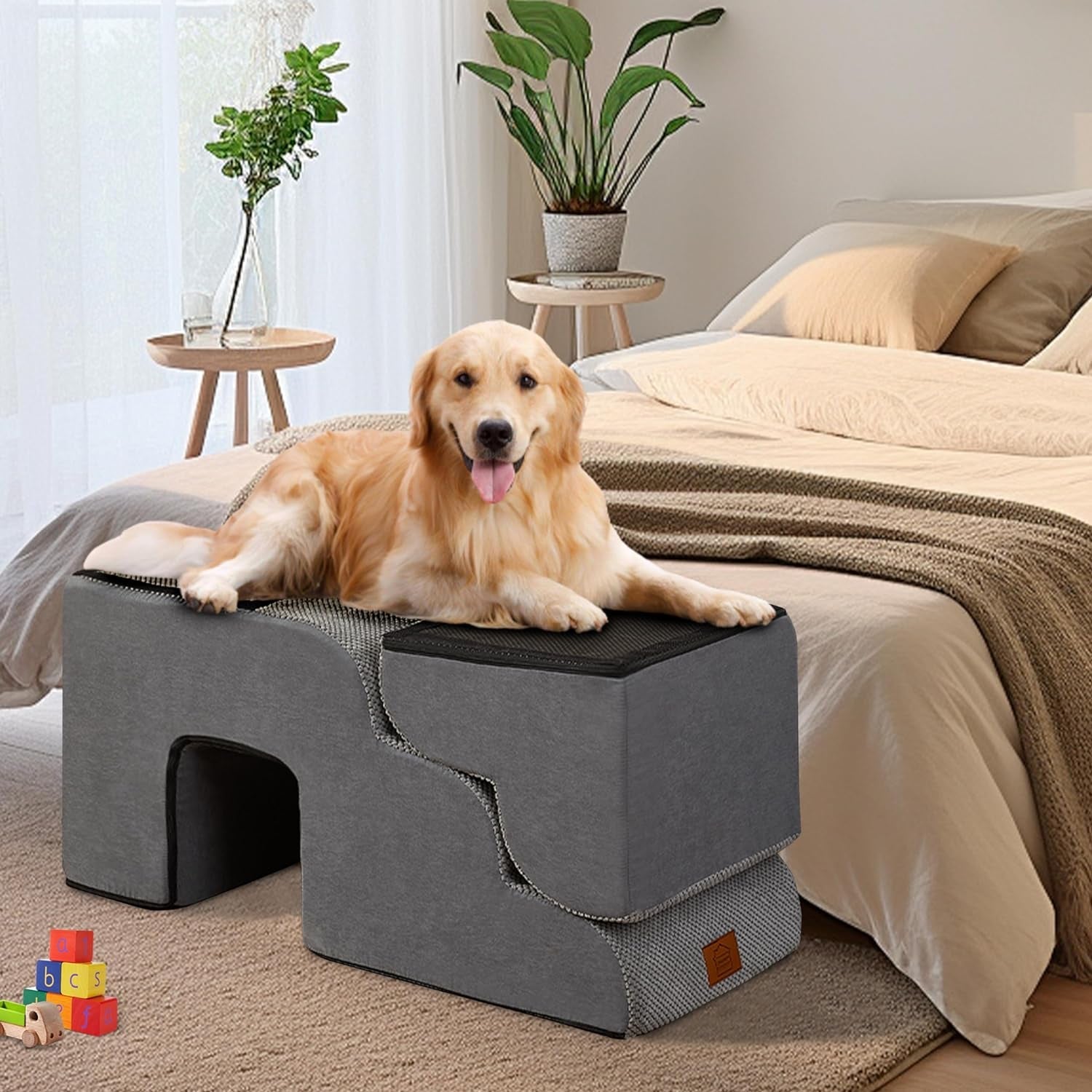 5 Step Dog Steps for Bed 30 Inches Height,Dog Stairs for Small Dogs,Pet Stairs for High Beds,Dog Ramp for Bed,Dog Steps for High Bed,Dog Steps for Couch,Pet Ramps for Small Dogs,Grey