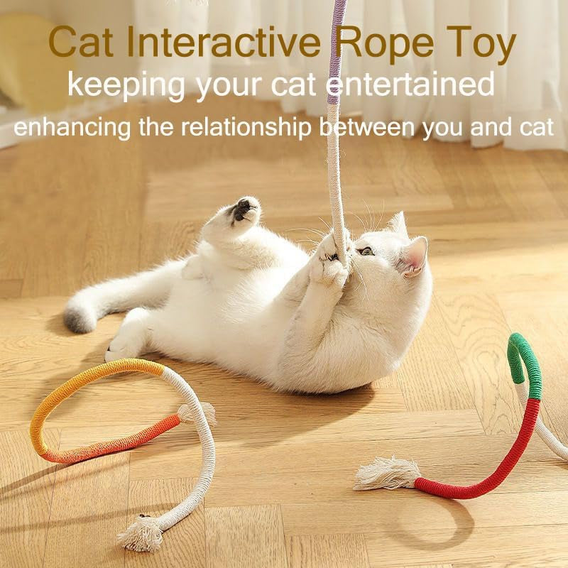 3Pack Cat Rope Toy Cotton Rope Cat Toys for Indoor Cats Bite-Resistant Catnip Toys Safe Teeth Cleaning Chew Cat Toy Interactive Cat Rope Toys with Silvervine Fruit for Cats