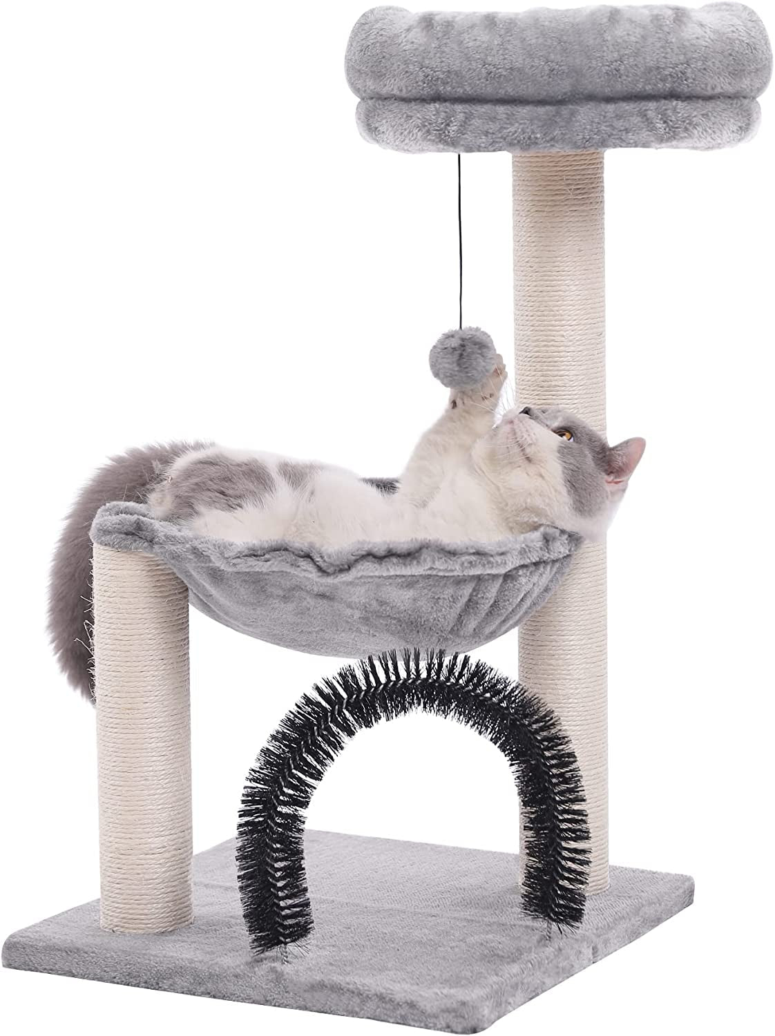 HOOPET Cat Tree,27.8 INCHES Tower for Indoor Cats, Multi-Level Cat Tree with Scratching Posts Plush Basket & Perch Play Rest, Activity Dangling Ball Kittens/Small Cats