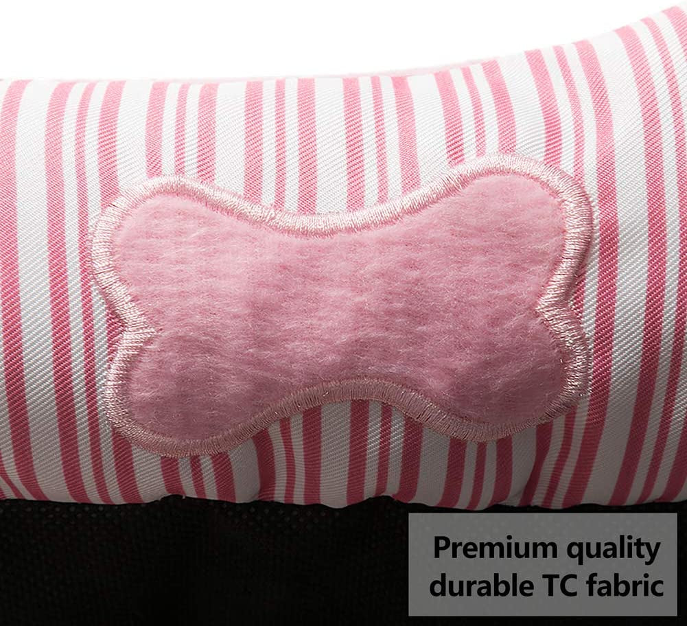 Hollypet TC Fabric Plush Small Dog Cat Bed Self-Warming Pet Bed, Pink