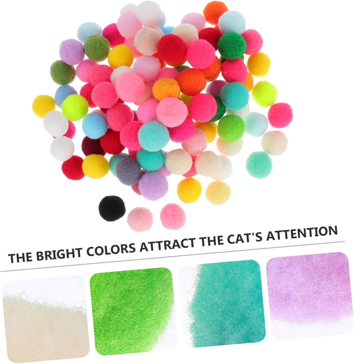 100Pcs Cat Toy Ball Cat Bouncing Balls Tiny Dog Toys Fluffy Cotton Balls Toys for Small Dogs Cat Treat Catnip Toy Cat Turntable Toy Fuzzy Balls for Cats Bouncy Ball Kitten Plush