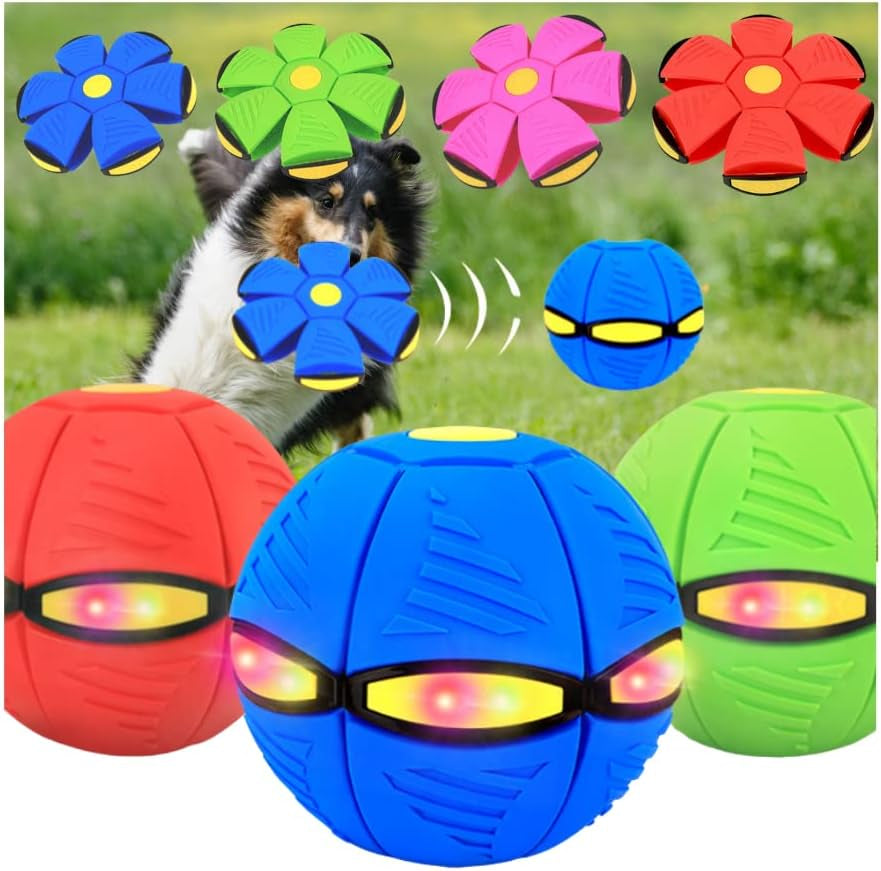 2023 New Pet Toy Flying Saucer Ball, Flying Saucer Ball Dog Toy, Pet Flying Saucer Ball, Owowpet Pet Toy Flying Saucer Ball (Upgraded New Six Lights)