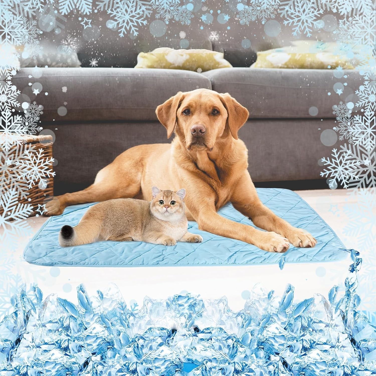 DELIFUR Dog Cooling Blanket - Lightweight Pet Cooling Blanket Bed Cover for Summer Self Cooling Mat for Medium Large Dogs Throw Blanket for Kennel Sofa Couch Machine Washable (M: 39.4"X27.5")