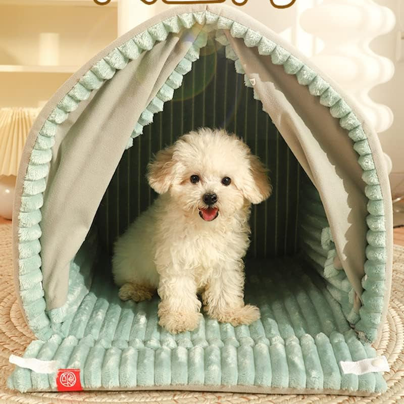 Dog Cave Bed,Cat House Winter Warm Dog House, Closed Winter Covered Dog Bed Cat Bed Tent, Dog Hideout Pet House Pet Bed All Seasons Applicable for Cat and Puppies below 33Lbs/15Kg (A, Medium)