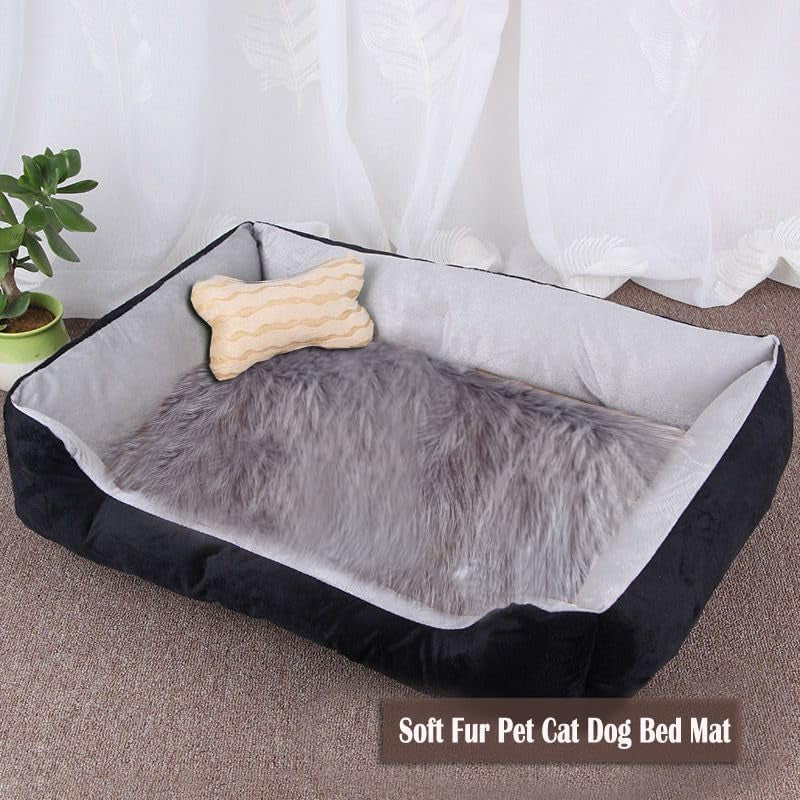 Fluffy Pet Dog Cat Bed Mat, Washable Super Soft Plush Faux Fur Warm Area Mat Pad for Indoor Pet Cat Dog Small Sleep Cushion