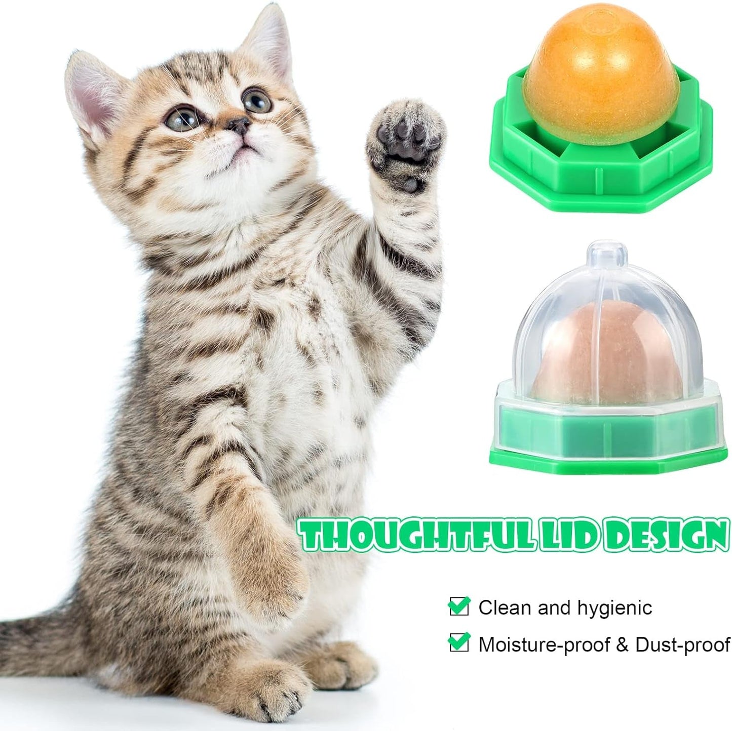 12 Pieces Cat Snacks Candy Ball Cat Licking Sugar Energy Ball Edible Catnip Balls Toy Kitten Sweet Ball Solid Candy for Cat Kitten (Green, Blue), 12 Count (Pack of 1)