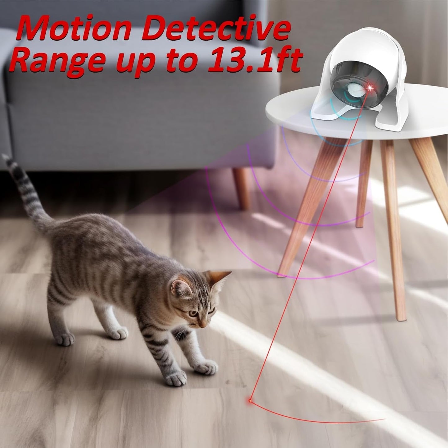 2 in 1 Motion Activated and Automatic Cat Laser Toys, Interactive Cat Toys Built-In Real Motion Sensor, Multi-Angle Adjustable Rechargeable Pet Toys for Indoor Cats Kittens and Dogs