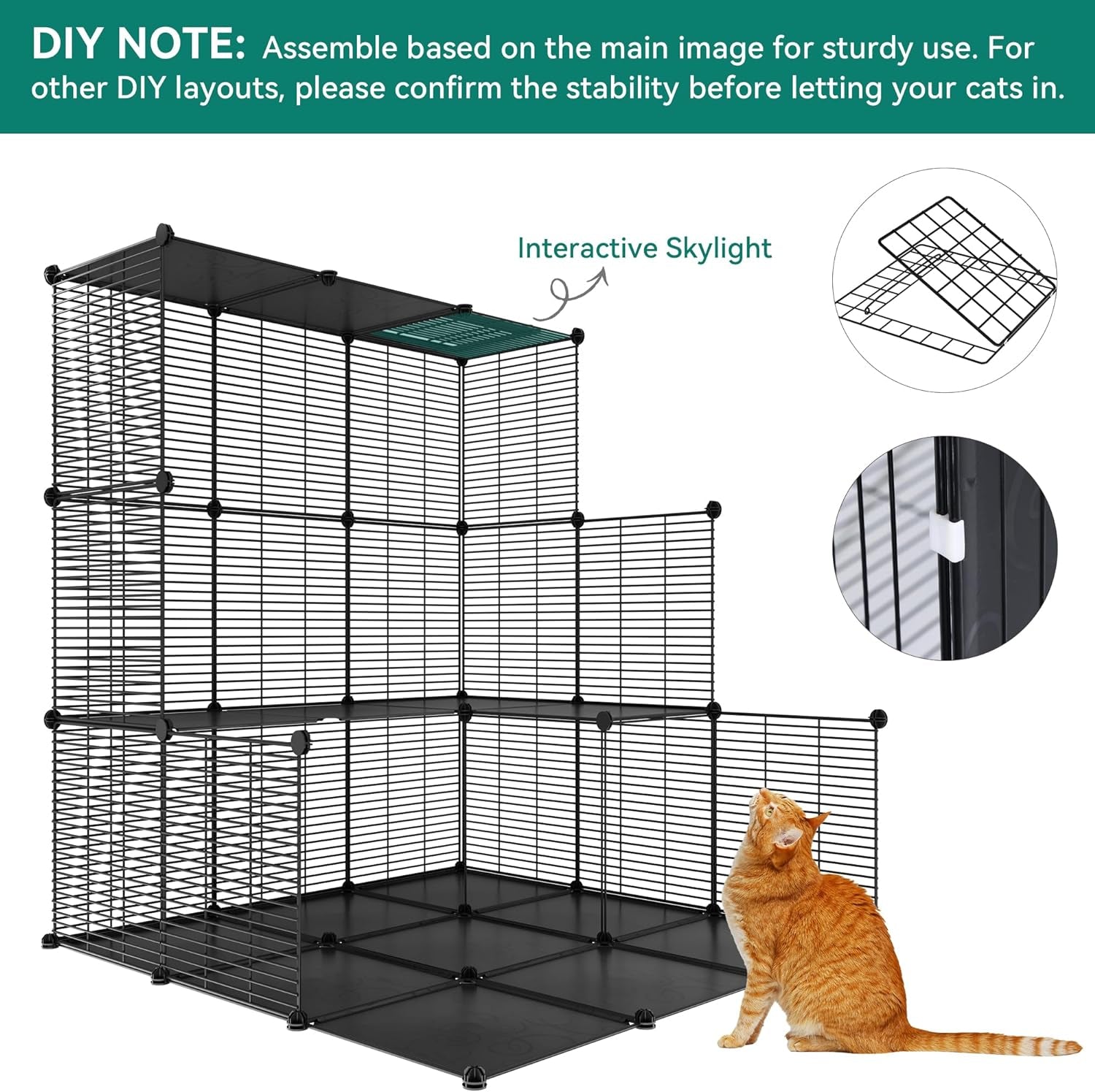 YITAHOME 4 Tier 55" Cat Cage Large Enclosures with Hammock Detachable Metal Wire Crate Kennels Indoor/Outdoor Small Animal House Fence for 1-4 Cats,Diy Pet Crate Playpen