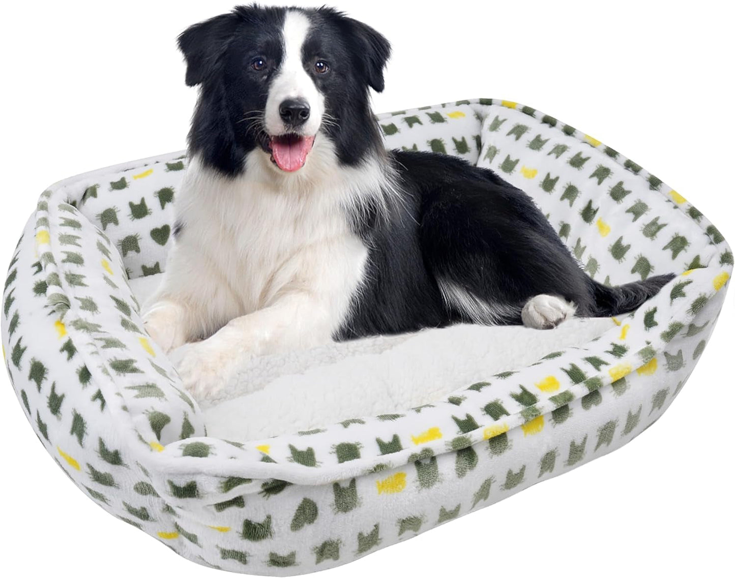 Dog Sofa Bed, Anti-Anxiety Puppy Cuddler Bed for Puppy Dog & Cat, Rectangle Washable Bed with Grey Mattress, Extra Small …