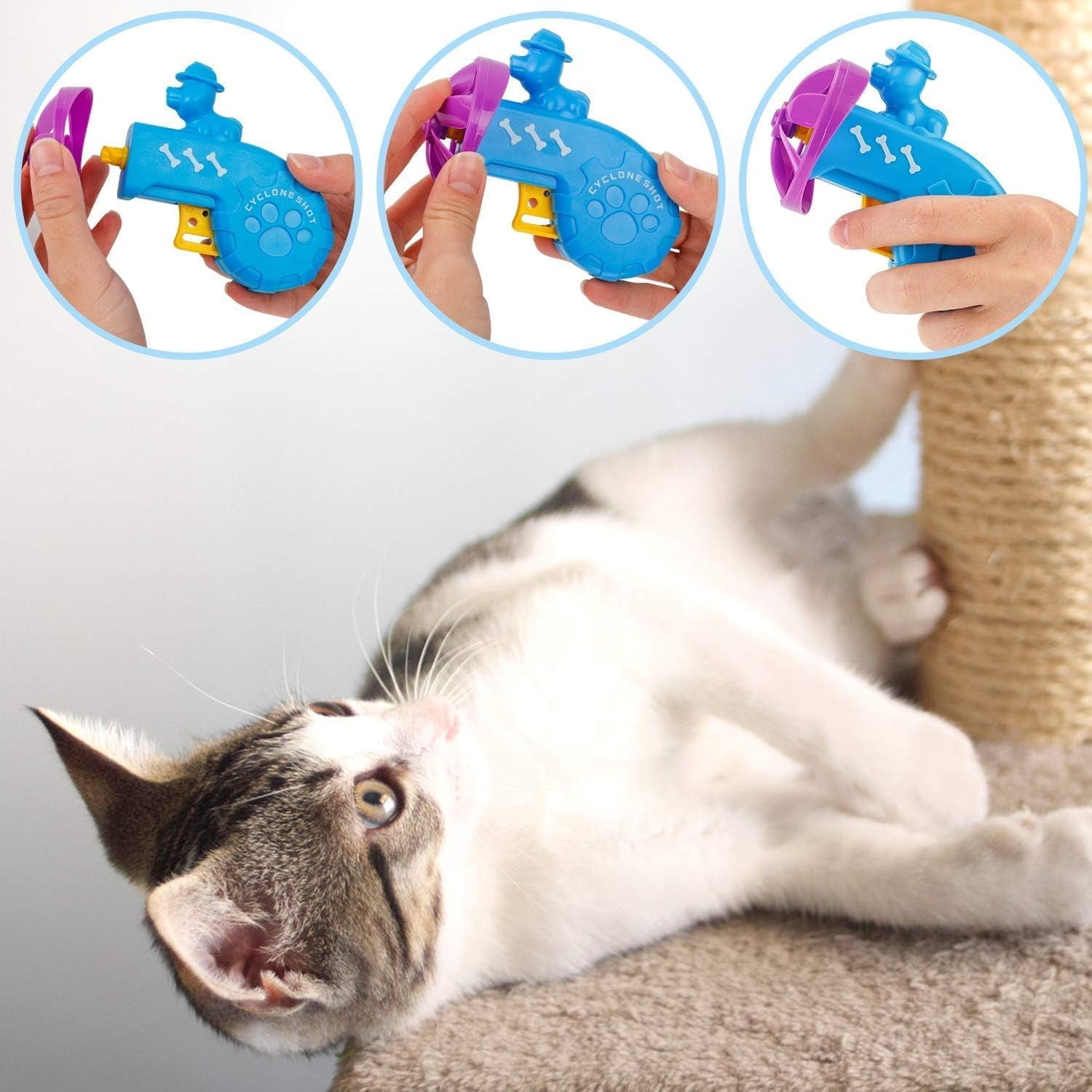 18 Pieces Cat Fetch Toy - Cat Tracks Cat Toy - Fun Levels of Interactive Play -Cat Toys with 5 Colors Flying Propellers Satisfies Cat Hunting, Chasing & Training Exercise Needs