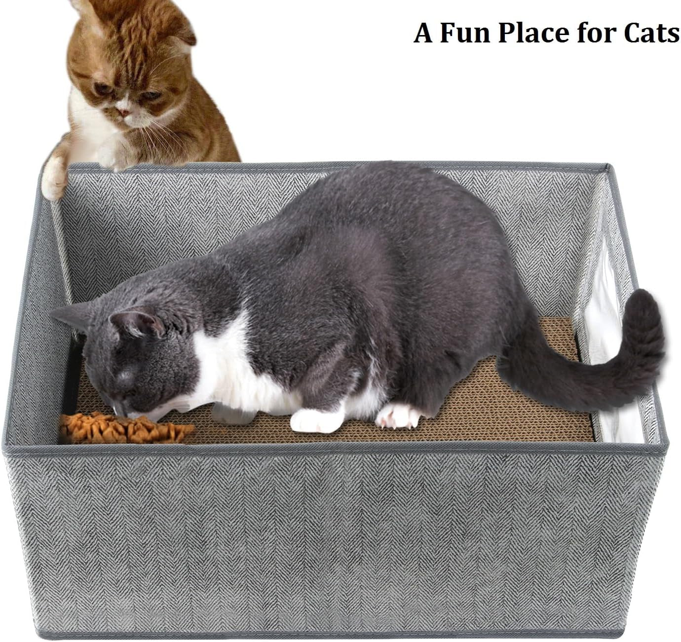 Kichwit Large Cat Scratching Pads, 3Pcs Cat Scratcher Cardboard with a Box, Reversible Cat Scratching Board,16.5" X 11.7" (Large)