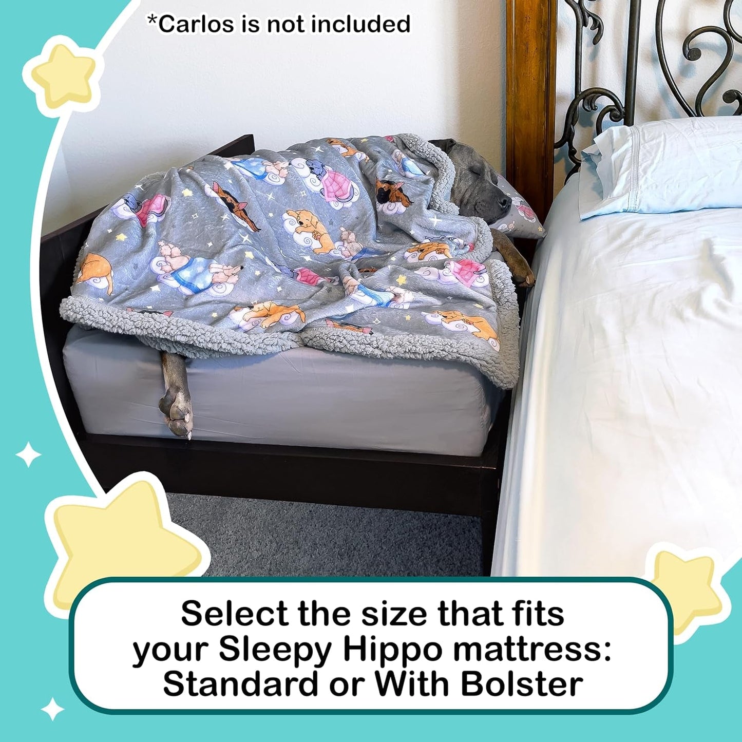 Bedding Set- Bedside Pet Bed Cosleeper- Dog Bed Extension Attached to Human Bed- Platform Dog Bed- Bedside Cat Bed- Raised Dog Bed Co Sleeper- Tall Dog Bed- Human Dog Bed-(With Bolster)