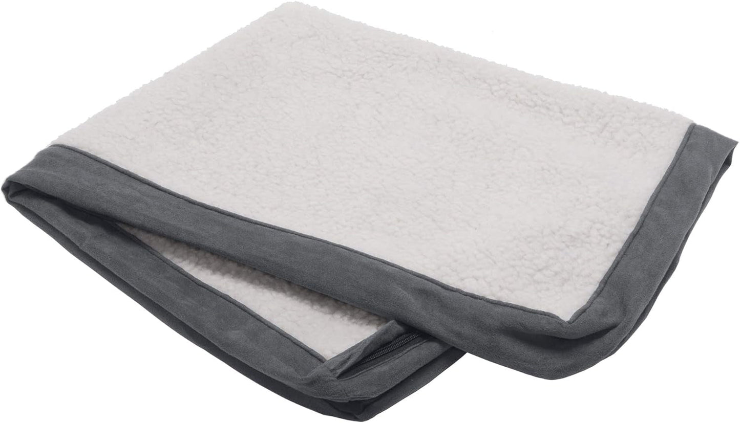 Furhaven Replacement Dog Bed Cover Sherpa & Suede Mattress, Machine Washable - Gray, Large