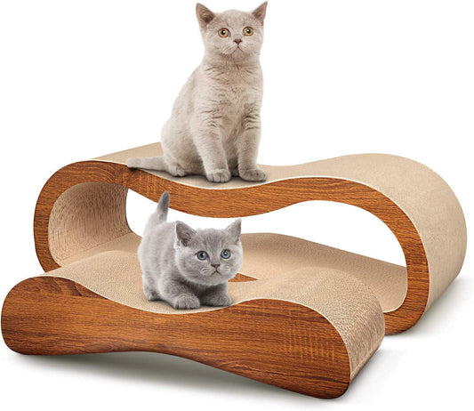 Fluffydream 2 in 1 Cat Scratcher Cardboard Lounge Bed, Cat Scratching Post, Durable Board Pads Prevents Furniture Damage,Large (2 in 1 L)