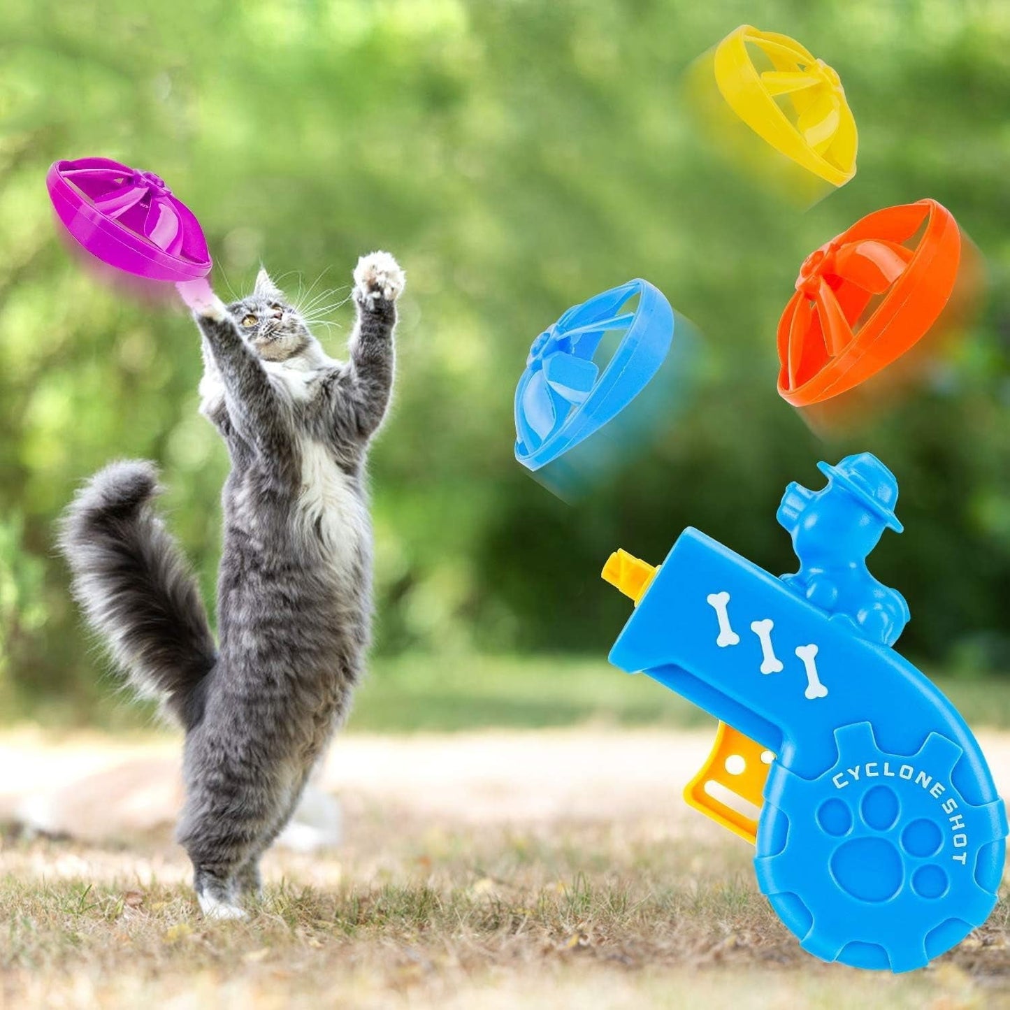 18 Pieces Cat Fetch Toy - Cat Tracks Cat Toy - Fun Levels of Interactive Play -Cat Toys with 5 Colors Flying Propellers Satisfies Cat Hunting, Chasing & Training Exercise Needs