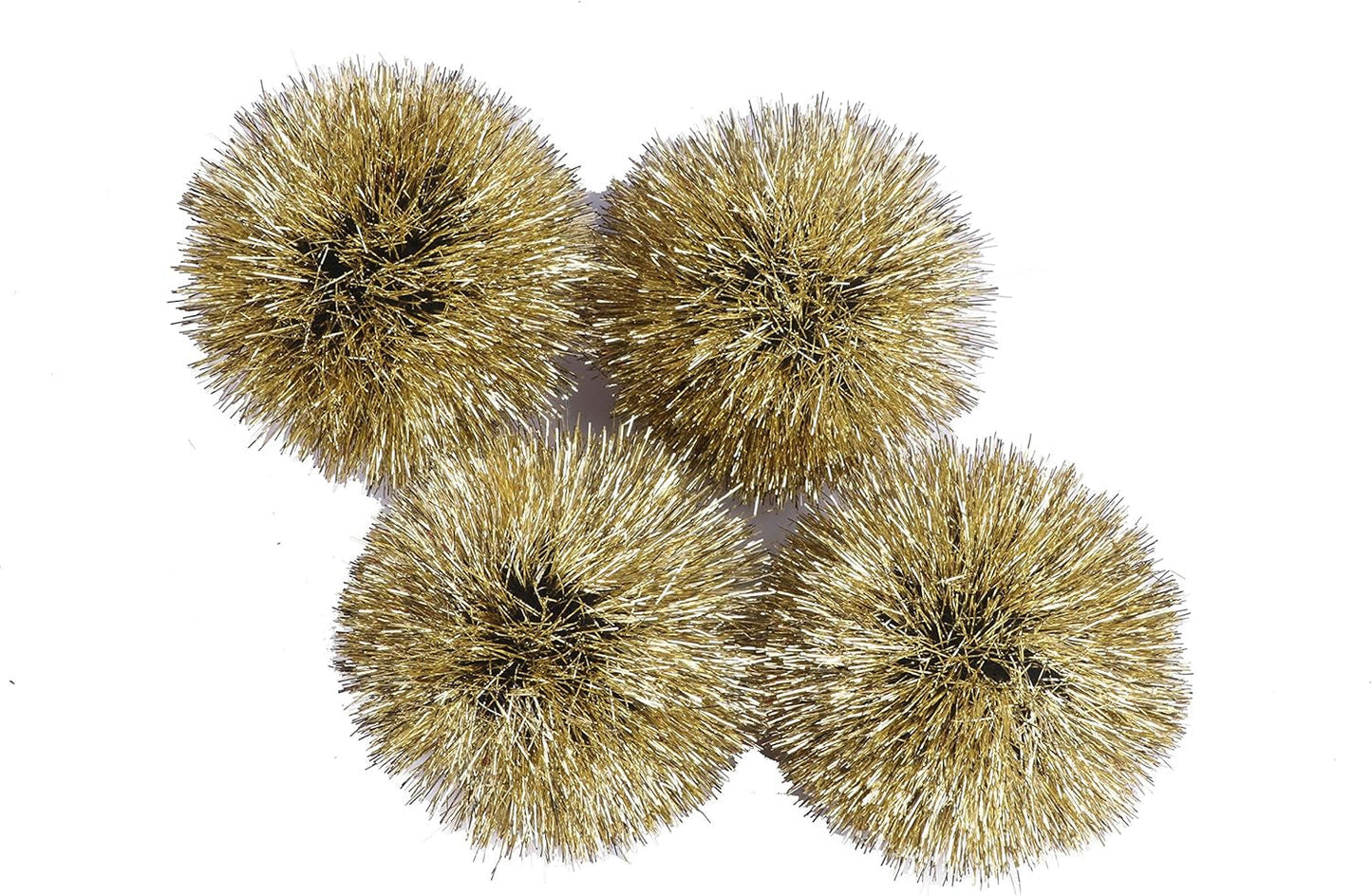 15Pcs Jumbo Pom Bushy Sparkle Ball Cat Toy, Interactive Glitter Pom Pom Cat Toy Balls for Kittens (With Tinsel:3 Inch,Black)