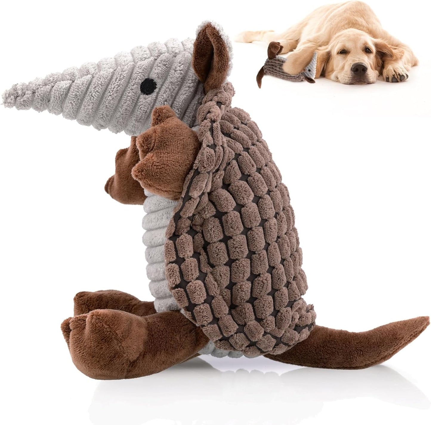 2 Pack Dog Toys, 12 Inch and 8 Inch Plush Dog Toys, Stuffed Toys for Small Medium Large All Breed Sizes Dogs, Big Armadillo Animals Toy, Puppy Chew Toy with Clean Teeth