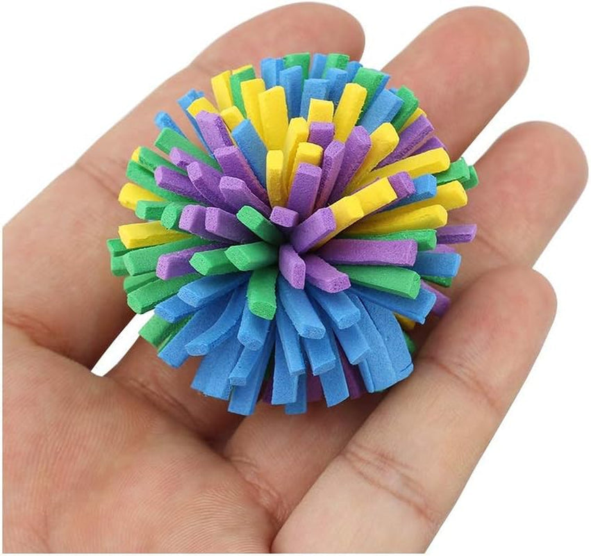 10PCS 1.6" Funny Colorful EVA Flower Ball Foam Cat Toy Ball Cat Kitten Catch/Chase/Play Ball, Random Color