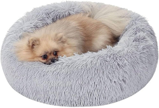 Dog Bed Colorful Designs Coral Fleece round Large Fluffy Calm Donut Dog Bed for Cats and Dogs Deep, Anti-Anxiety Donut Cuddler Warming Cozy Soft with Zipper, for Small Medium Dogs and Cats