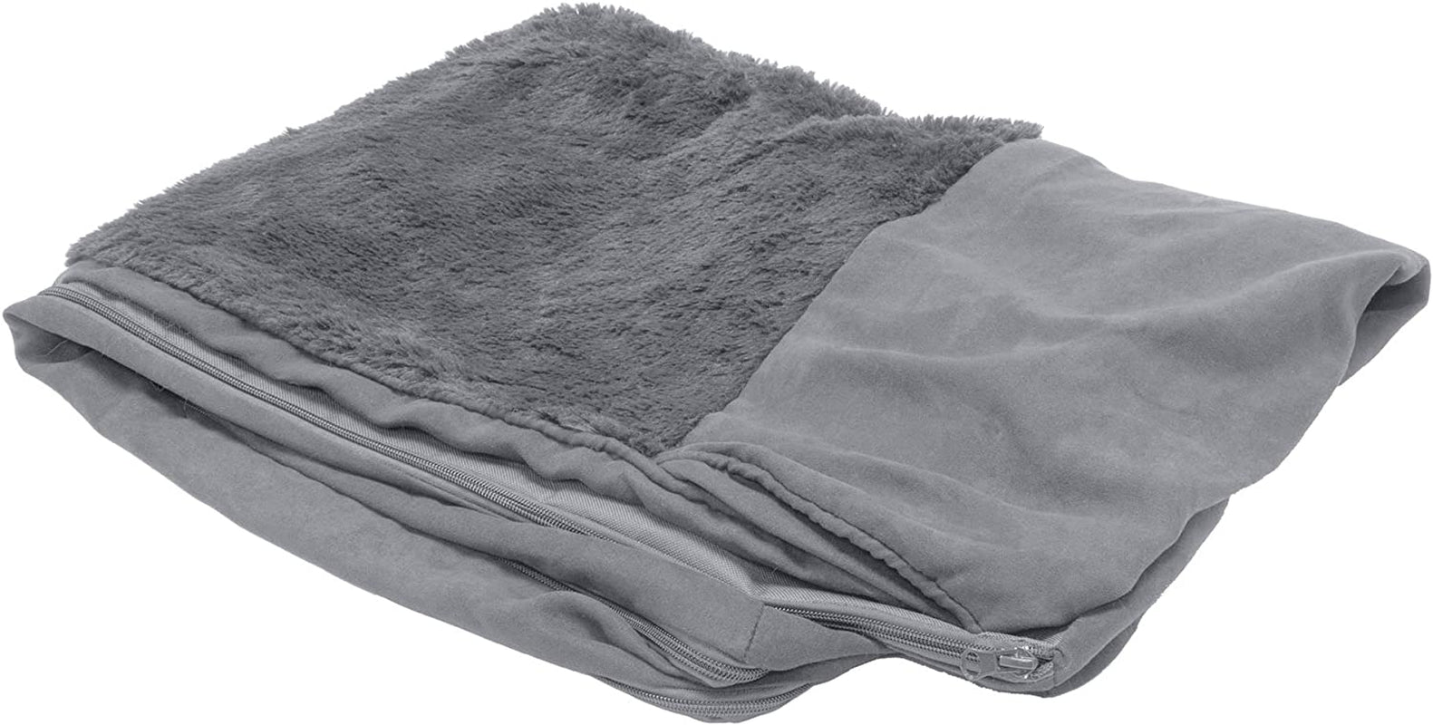 Furhaven Replacement Dog Bed Cover Plush & Suede Sofa-Style, Machine Washable - Gray, Medium