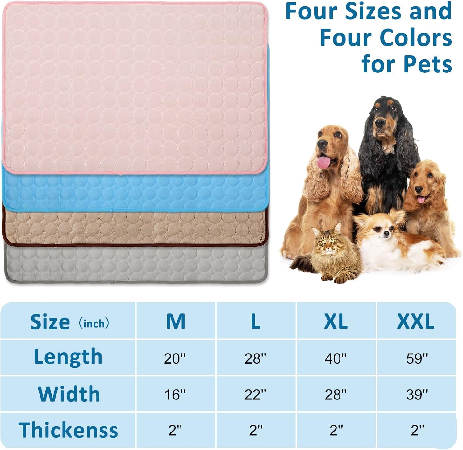 Dog Cooling Mat Dog Self Cooling Pad, Ice Silk Machine Washable Summer Cooling Mat for Dogs Cats, Kennels, Crates and Beds