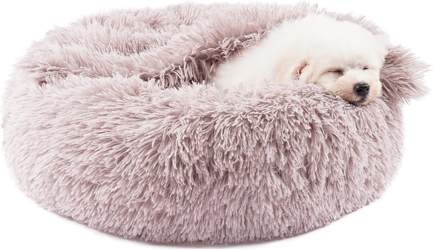 Dog Beds for Small Medium Dogs, Donut Dog Bed with Blanket Attached, Calming Dog Bed Washable (20"/26"/35")…