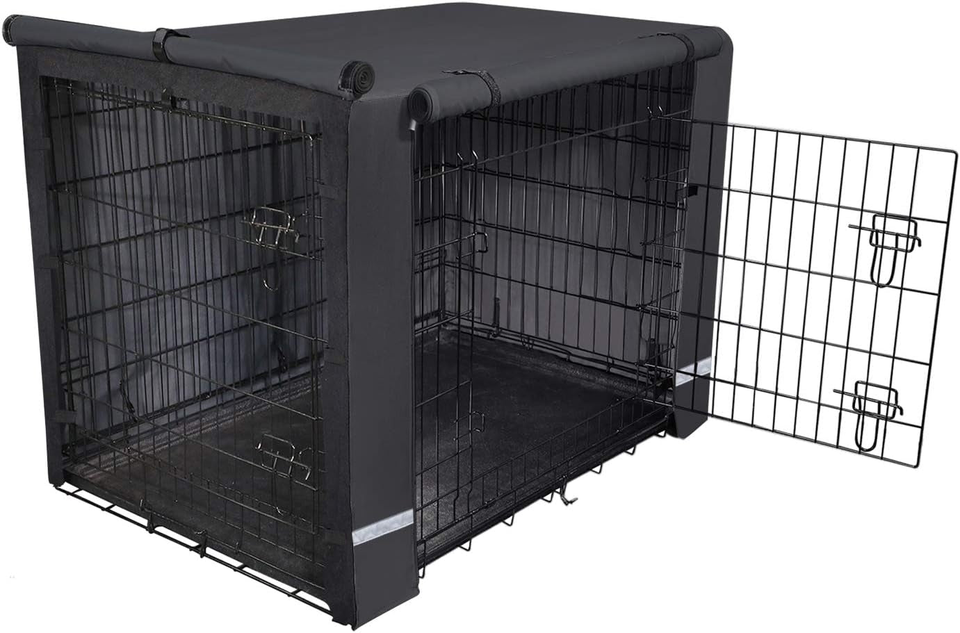 Yotache Dog Crate Cover for 36" Medium Double Door Wire Dog Cage, Lightweight 600D Polyester Indoor/Outdoor Waterproof & Windproof Pet Kennel Covers, Gray | NO Wire Crate