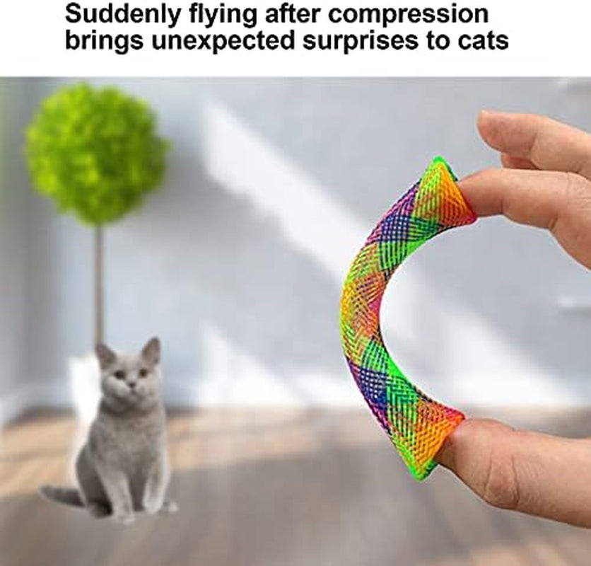 3Pcs Pet Springs Cat Toy Cat Spring Sticks Folding Bouncing Colorful Spring Cat Toy with Bell and Catnip Cat Tube Spring Toy Colorful Cat Plastic Coil