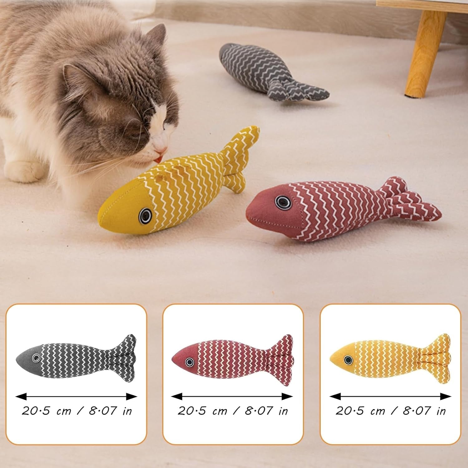 3Pcs Cat Toys Fish Catnip Toys Interactive Cat Toy Cat Chew Toy Cat Pillow Toys Kitten Exercise Kicker Toys for Indoor Cats Kitty Kitten Catnip Exercise Toys Cat Gifts Kitty Toy