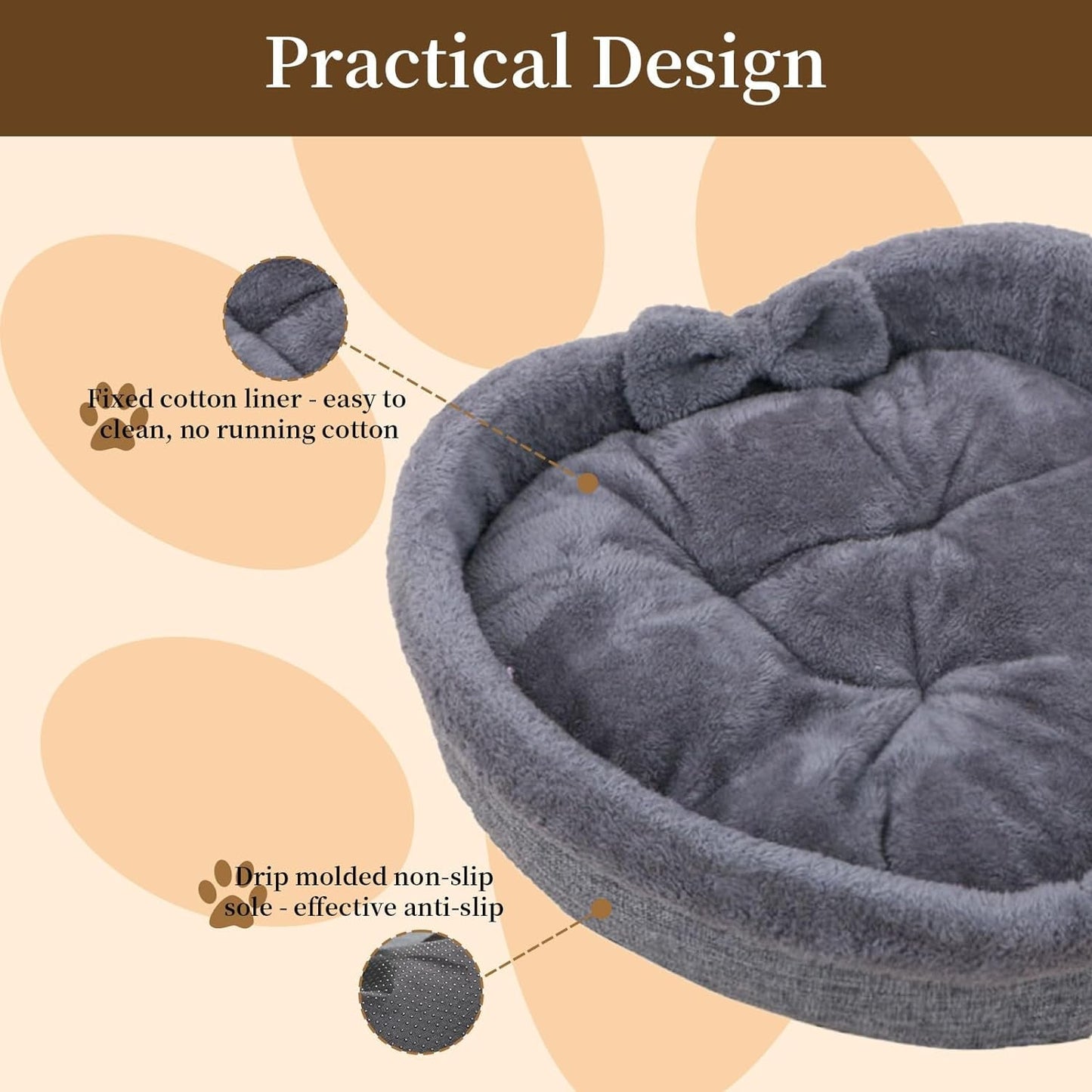 Gray Heart Dog Bed, 19.7*19.7Inch Warming Cozy Soft round Bed for Dogs Cats, Comfortable Dog Heart Bed, Soft Washable Calming Bed for Dogs, Large Dog Pillow & Furniture(L:(Diameter 19.7*High 6.3Inch))