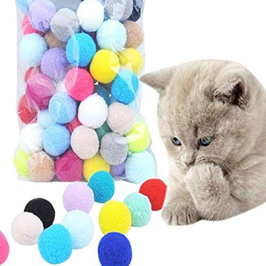 30 Pcs Cute Funny Cat Toys Stretch Plush Ball Soft Colorful Cat Toy Ball Interactive Cat Toys Kitten Toys Chew Toy