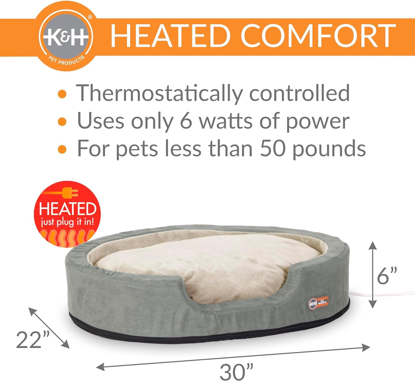 K&H Pet Products Thermo-Snuggly Sleeper Heated Pet Bed Large 31 X 24 X 5 Inches Sage/Tan