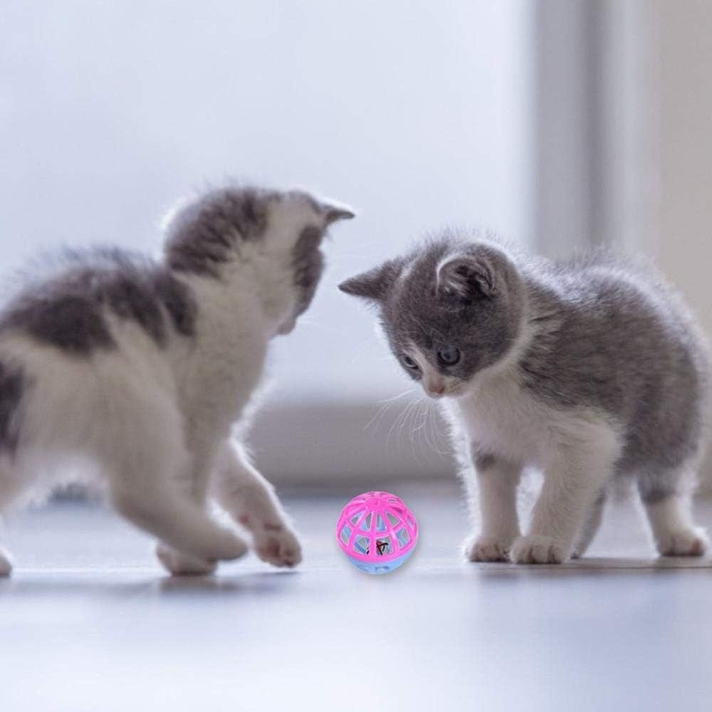 10 Pack Pet Cat Toy Bell Ball Plastic Ball Bell Chasing Parrot Bird Cat Hamster General Toy Bunny Cat Dog Toy Ball Bell Speaking Ball - Blue and Pink