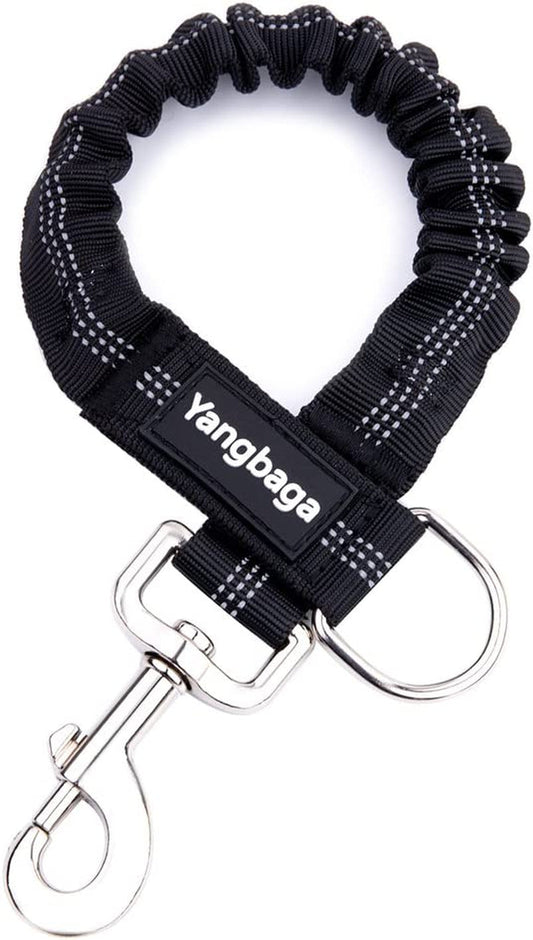 Yangbaga Dog Leash Extender, Shock Absorber Bungee Leash Attachment, Durable Nylon Dog Tie Out Leash Extension with Stainless Steel Swivel Clips (Black, 17''-23’’)