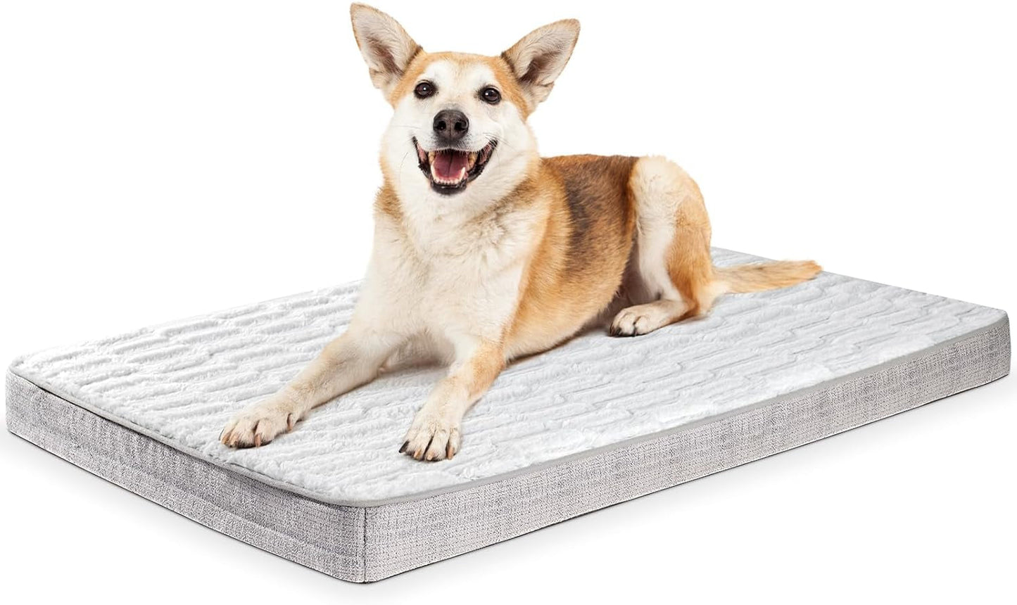 Dog Crate Bed for Large Dogs Waterproof, Large Memory Foam Dog Beds with Removable and Washable Covers, Orthopedic Dog Bed for Crate, 36” X 27”, Grey