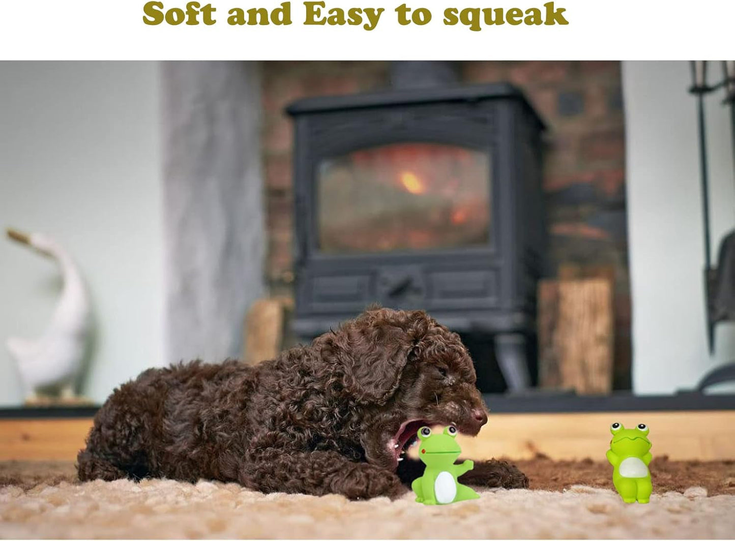 4 Cute Frog Puppy Squeak Toys Latex Float Water Pool Dog Toys Squeaky for Small Breed Soft Fetch Interactive Play Pet Toys, Green