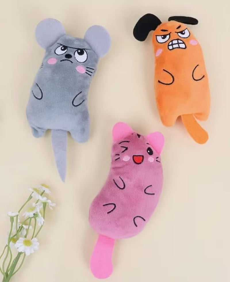 3-Pack Interactive Cat Chew Plush Toys with Catnip